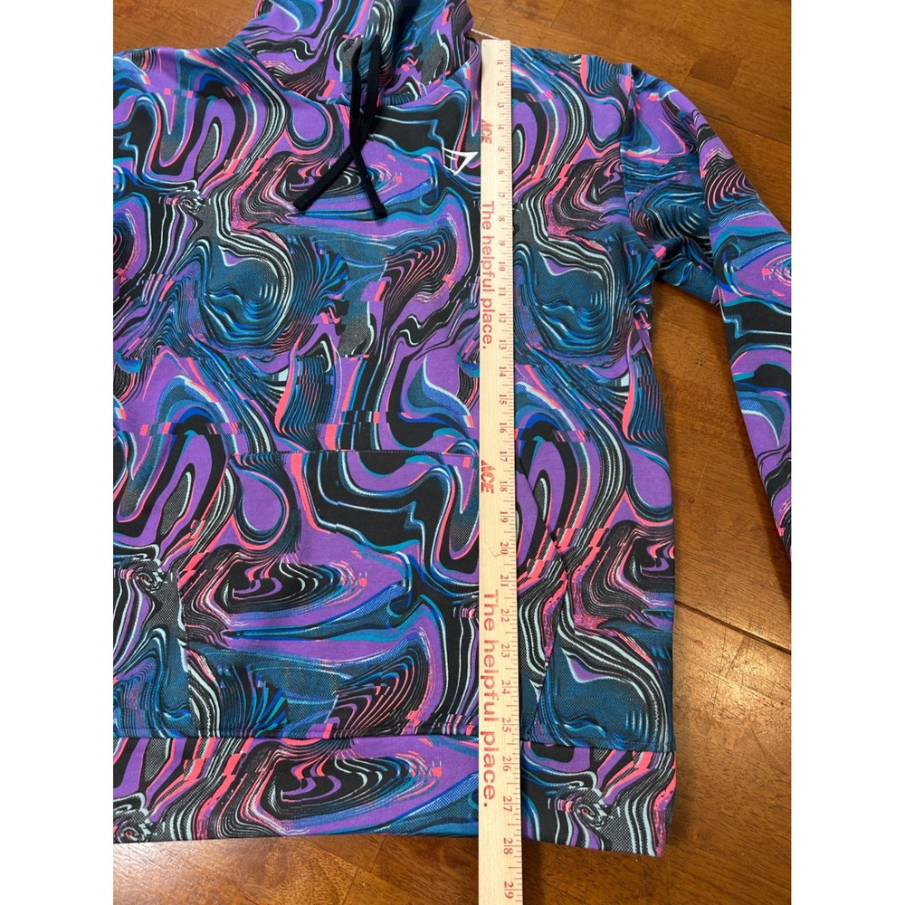 Gymshark Hoodie Mens Small Purple Blue Swirl Psychedelic Pullover Sweatshirt - Picture 5 of 8